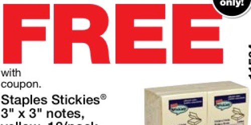 Staples: FREE Sticky Notes 12 Pack ($11.79 Value!)