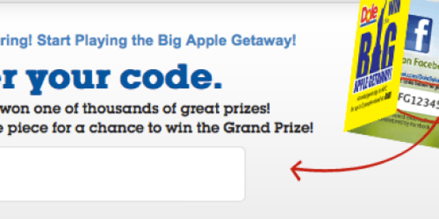 FREE Code Via Email to Enter Dole Big Apple Getaway Instant Win Game (Over 10,000 Winners!)