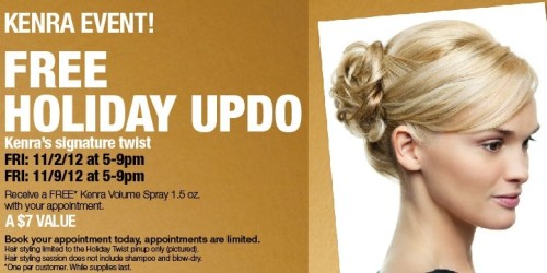 Ulta: FREE Holiday Updo + FREE Kenra Volume Spray (11/2 and 11/9)