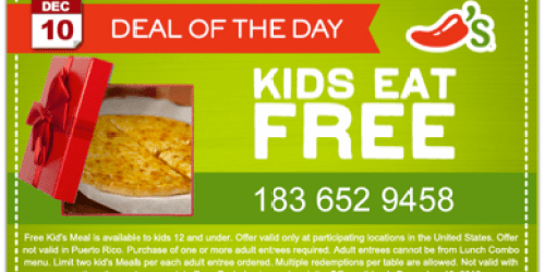 Chili’s Bar & Grill: Kids Eat Free (Today, 12/10 Only) + Free Skillet Queso & Chips