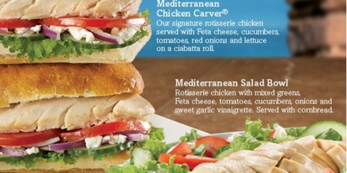 Boston Market: Buy 1 Get 1 FREE Mediterranean Chicken Carver Sandwich or Salad Bowl