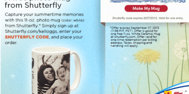 Kellogg’s Family Rewards Members: Free Photo Mug from Shutterfly – Just Pay Shipping (Check Your Inbox!)