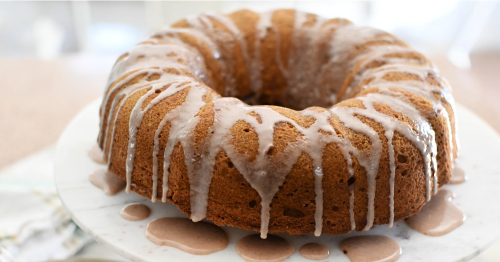 cake plate with gluten free pumpkin cake