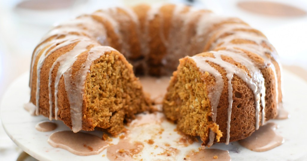 gluten free pumpkin bundt cake on a plate