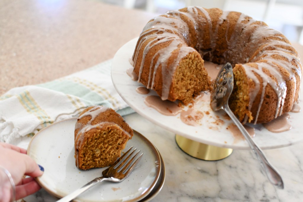 slice with pumpkin bundt cake