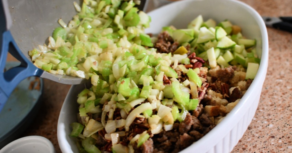 adding celery to sausage stuffing