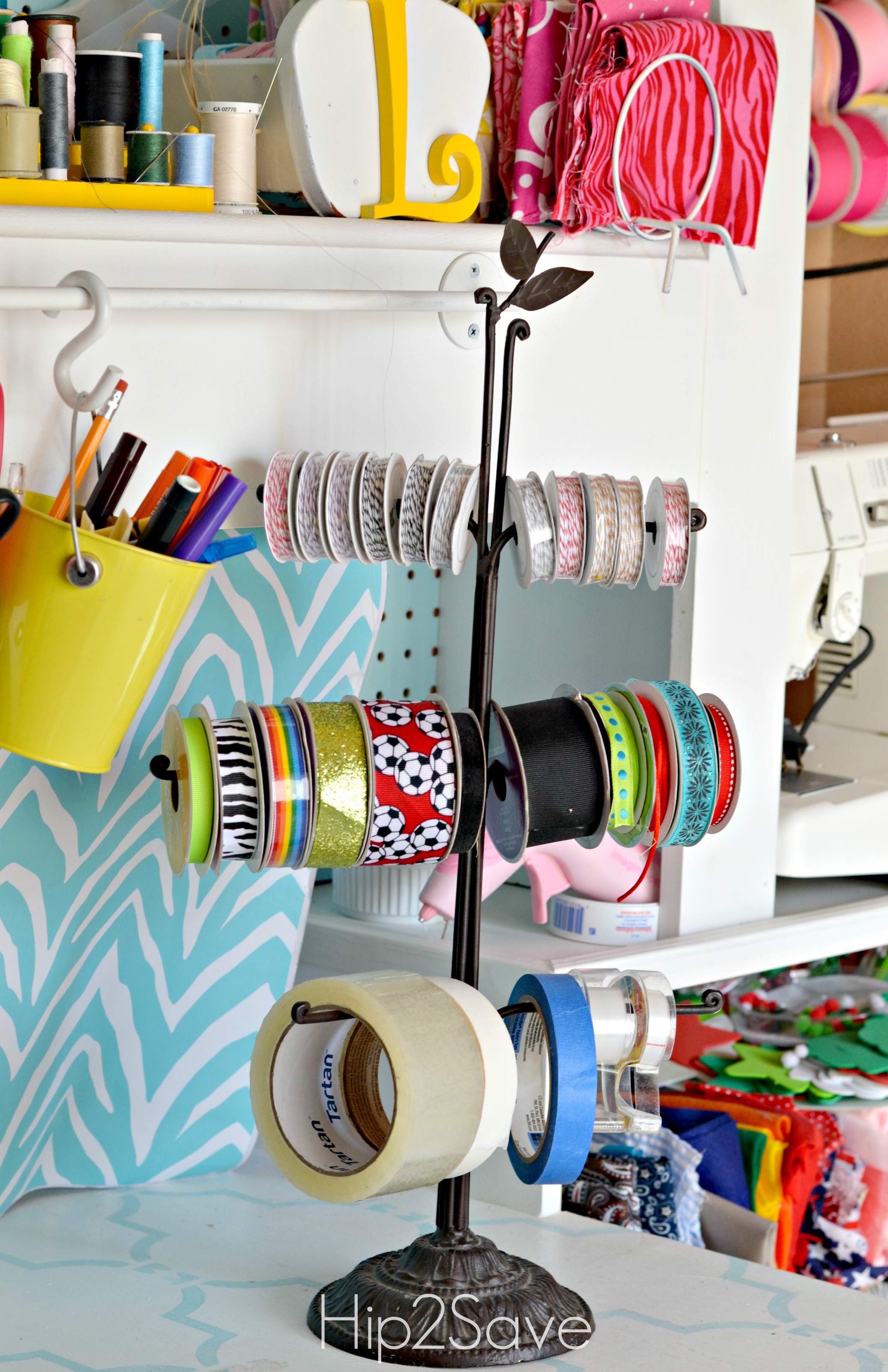 Repurpose a mug tree for tape & ribbon Hip2Save