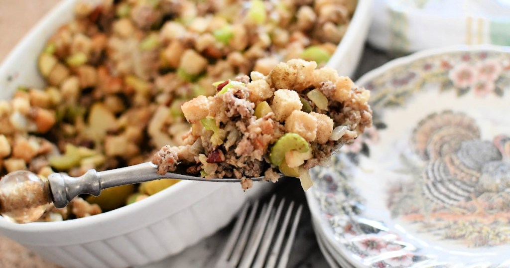 spoonful of sage sausage stuffing