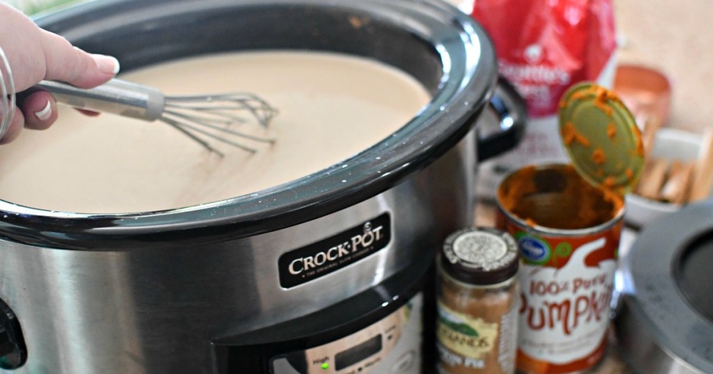 adding pumpkin to pumpkin latte slow cooker