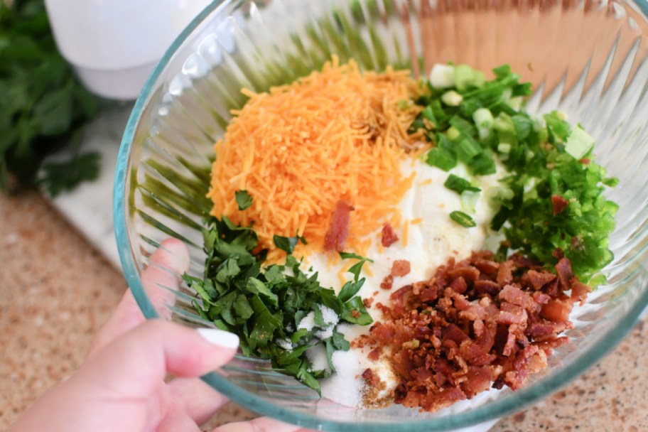 cheese ball ingredients in a bowl