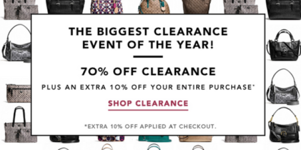 Coach Factory Sale: Up to 70% Off Clearance + Extra 10% Off = Great Deals on Handbags + More