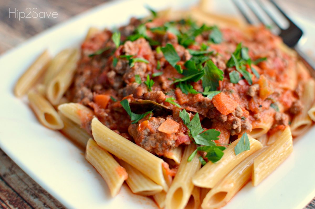 Easy Penne Bolognese Hip2Save