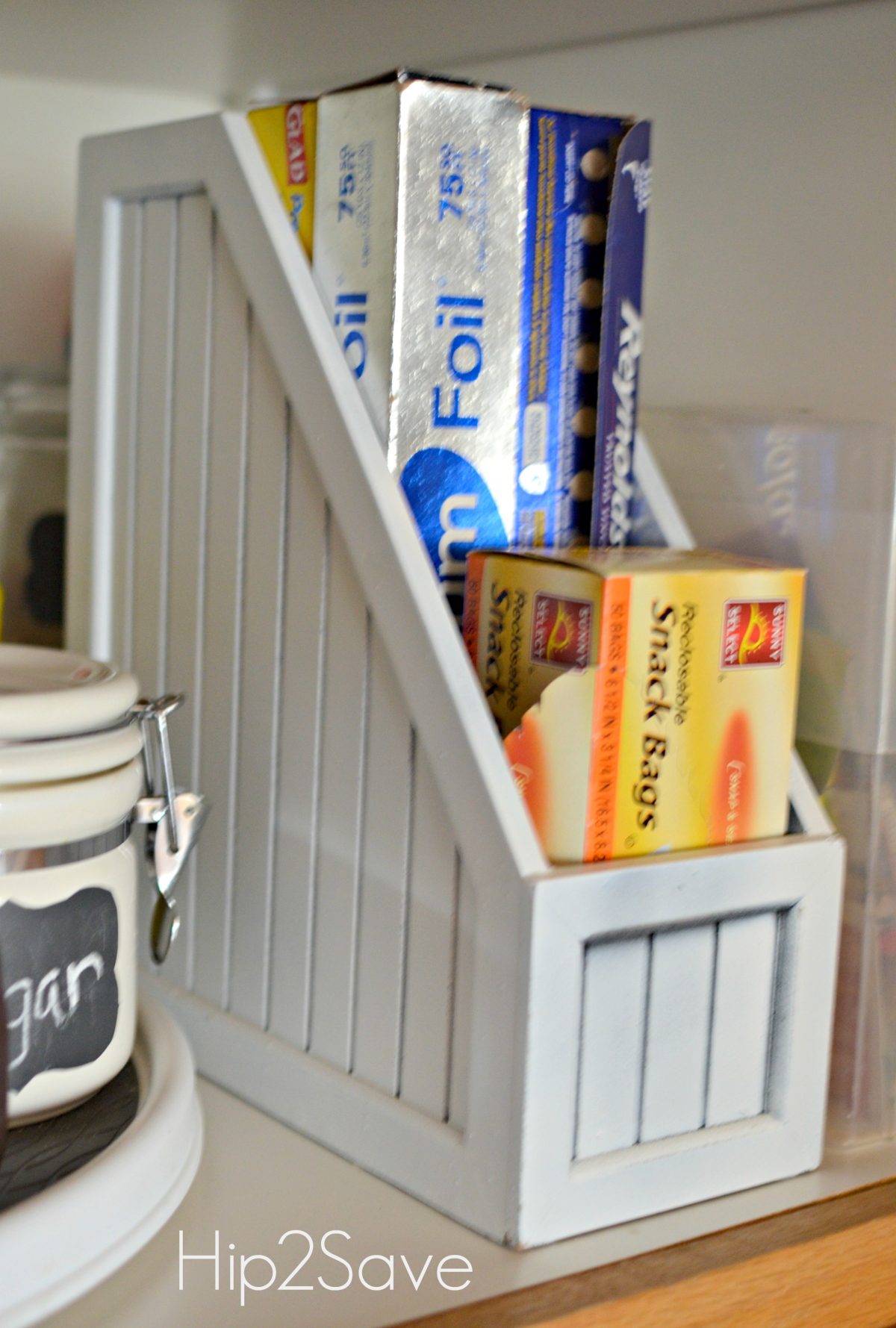 File holders organize foil and plastic wrap