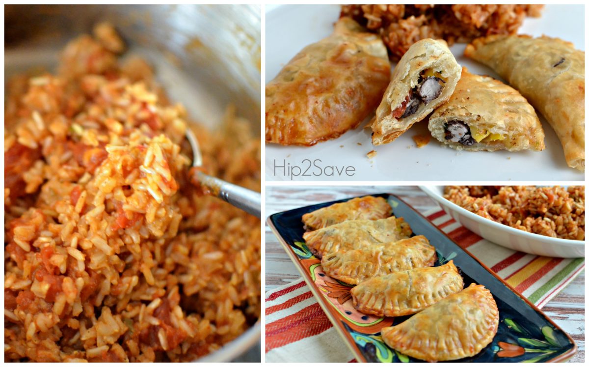 Hip2Save Bean Empanadas and Spanish Rice