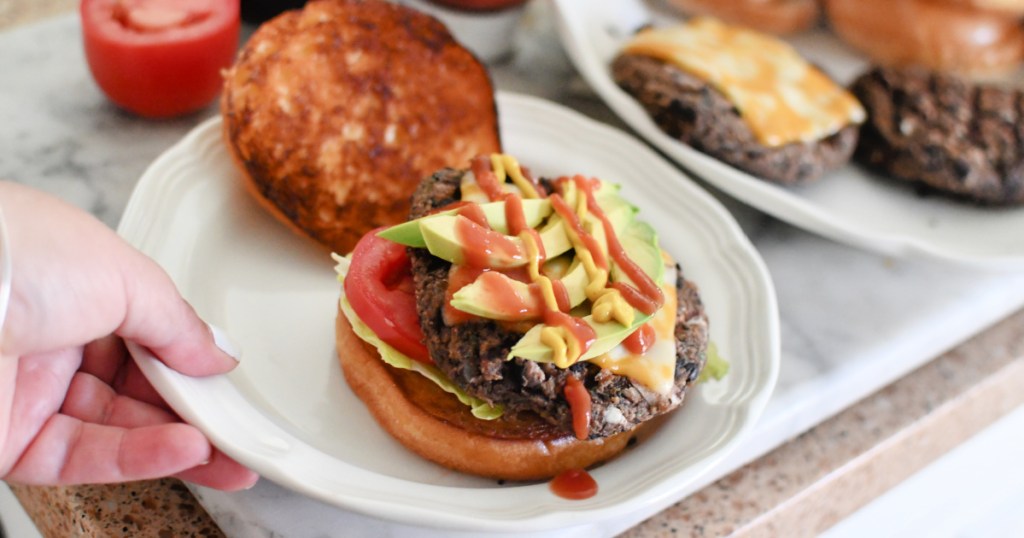 black bean burger with fixings