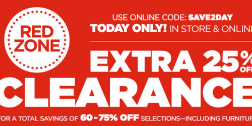 JCPenney.online: Extra 25% Off Red Zone Clearance Items Today Only = Great Deals on Clothing + More