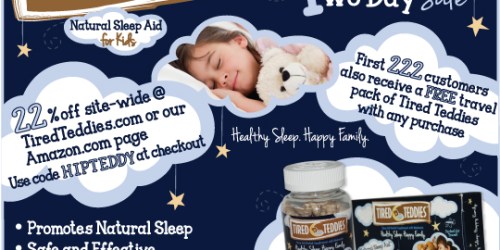 Tired Teddies Natural Sleep Aid for Kids: 22% Off Sitewide + Free Shipping (+ Free Tired Teddies Travel Pack w/ any Purchase) – Use Code HIPTEDDY