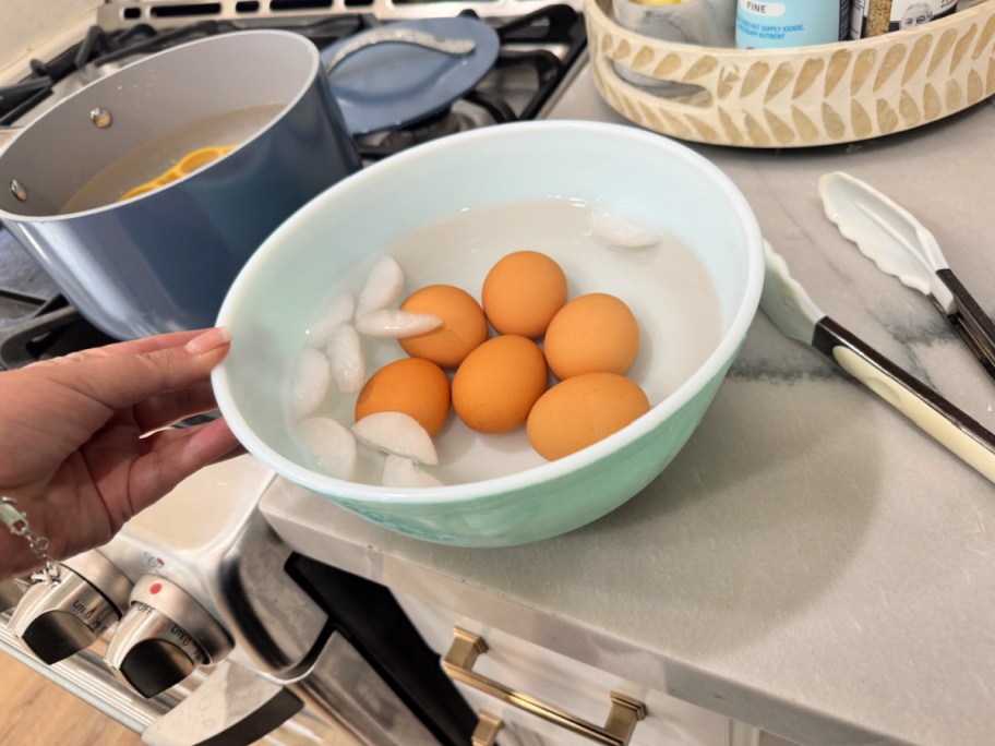 eggs in an ice bath