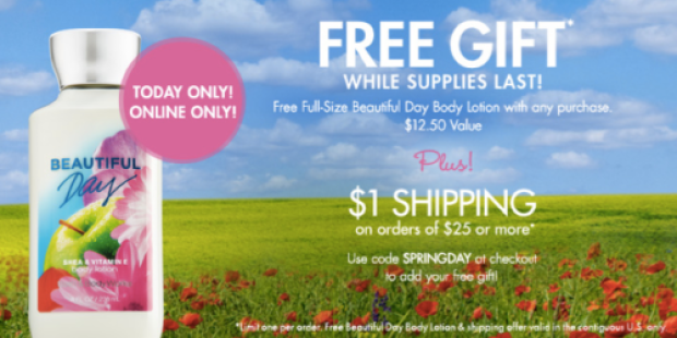 Bath & Body Works: Free Body Lotion w/ Any Online Purchase ($12.50 value!)  – Today Only