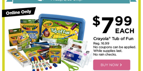 Michaels.online Flash Sale: Crayola Tub of Fun Only $7.99 (+ Extra 25% Off Entire Purchase Including Sale Items)
