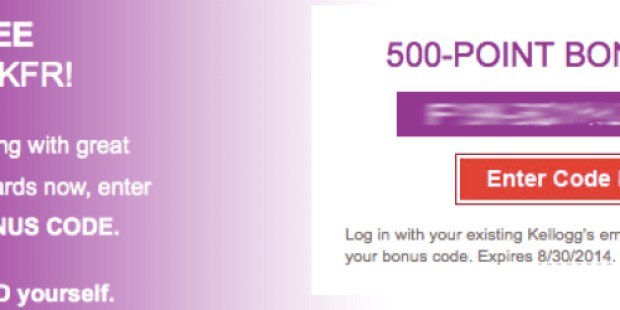 Kellogg’s Family Rewards: Possible 500 Bonus Points (Check Your Inbox)