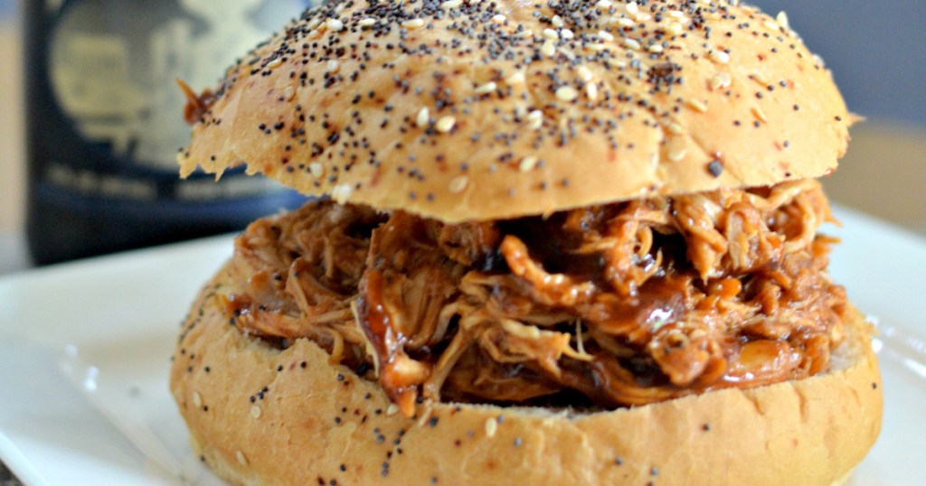 bbq chicken sandwich on a plate