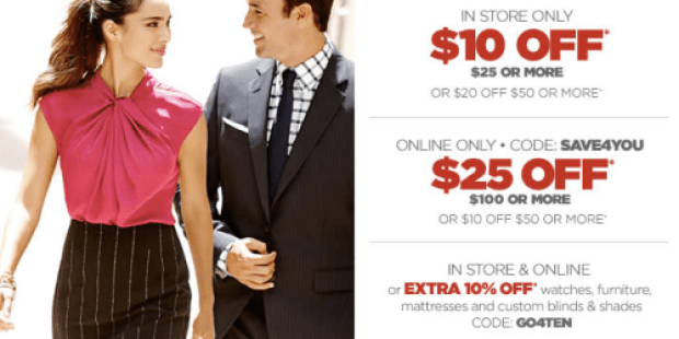 JCPenney: $10 Off $25 or $20 Off $50 In-Store Purchase Coupon (PLUS – Online Coupons)