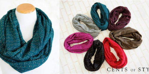 Cents of Style: Metallic Infinity Scarf $8.95 Shipped – Reg. $24.95 (+ Teardrop Earrings Only $2.49) & More