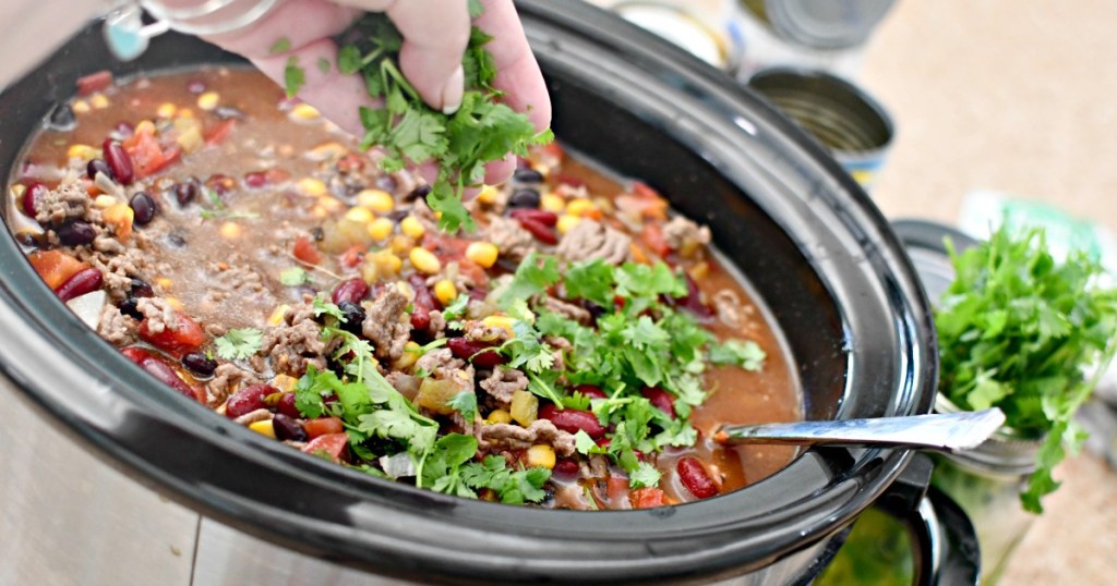 taco soup adding cilantro