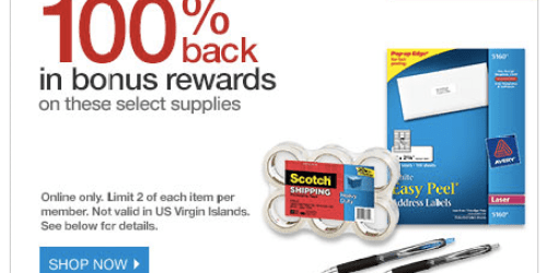 OfficeDepot/OfficeMax: Score 100% Back in Bonus Rewards (= FREE Tape, Pens & Address Labels!)