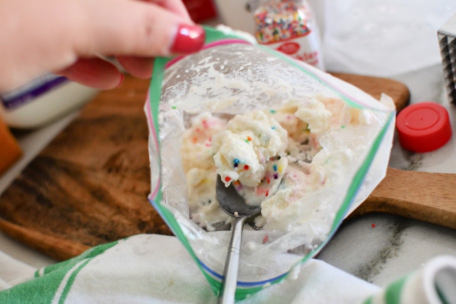 ice cream in a bag with sprinkles