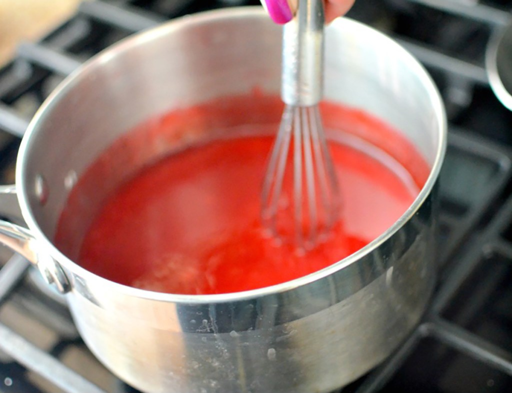 whisking gelatin in sauce pan