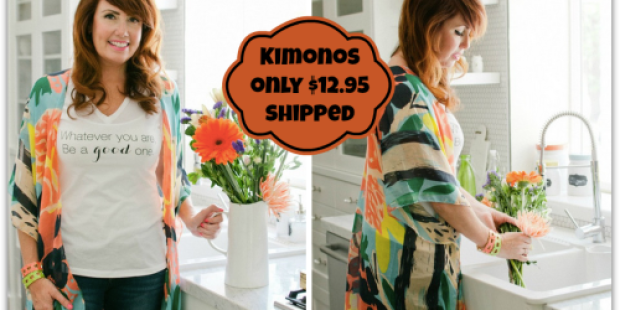 Abstract Printed Kimono $12.95 Shipped Today Only (+ Colorful Earrings Under $3 Shipped)