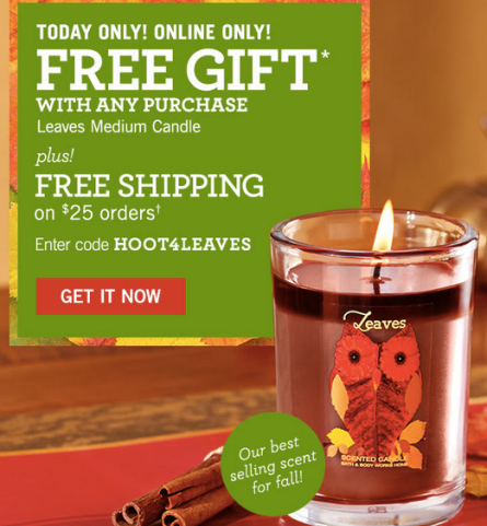 Bath &amp; Body Works: Free Leaves Candle