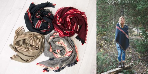 Striped Blanket Scarf ONLY $15.95 Shipped (Last Day!) + $1.99 Teardrop Earrings