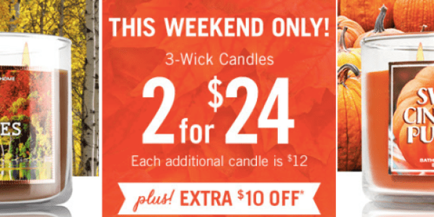 Bath & Body Works: 3-Wick Candles $10.66 Each Shipped (Regularly $22.50)