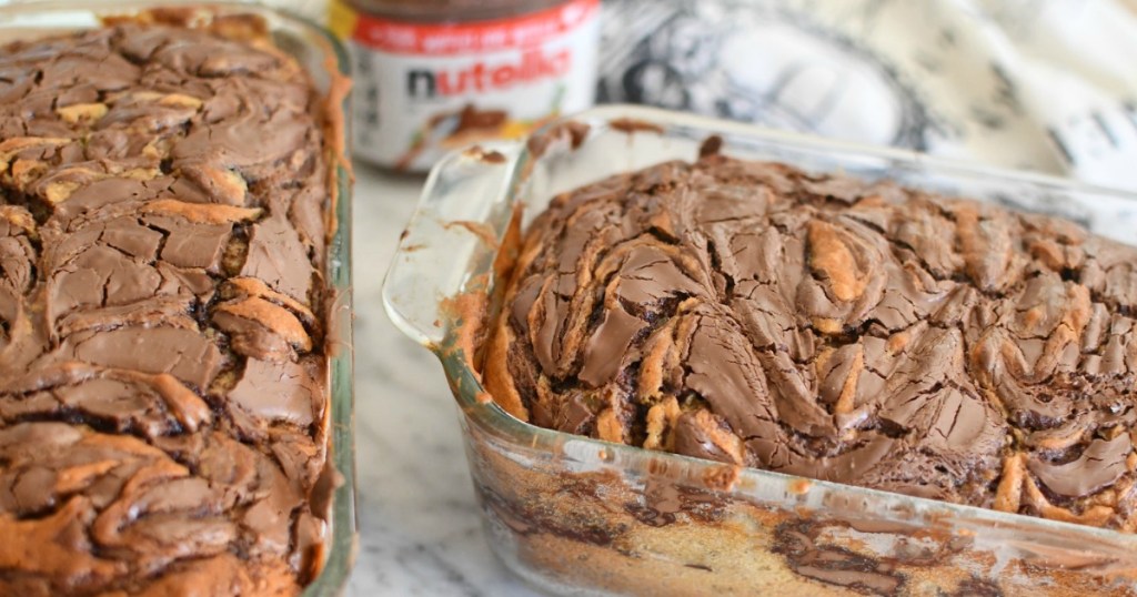 banana nutella bead loaves on counter