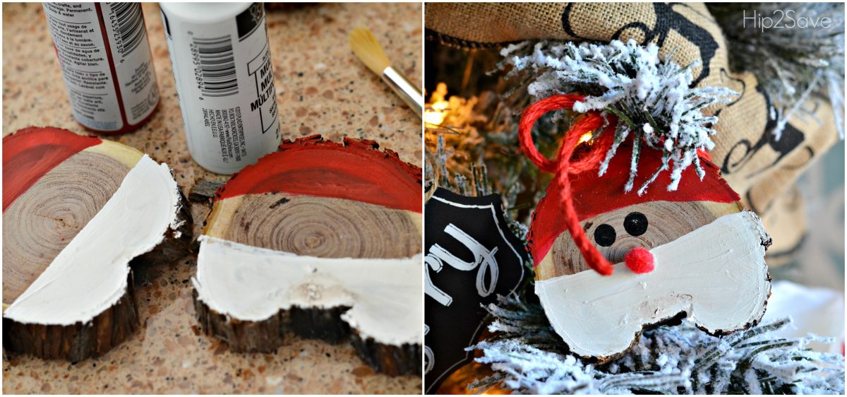 Santa Painted Sliced Wood Ornament