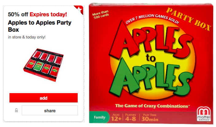 Target Cartwheel: 50% off Apples to Apples Party Box