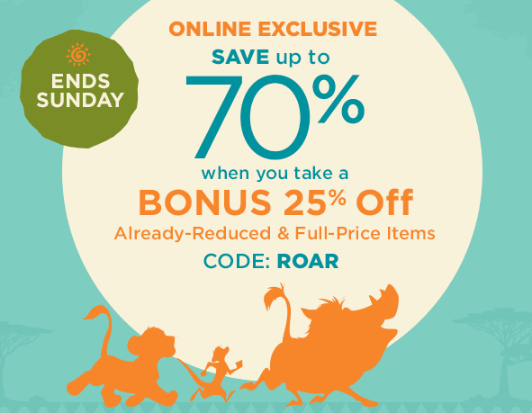 Disney Store Bonus 25% off offer