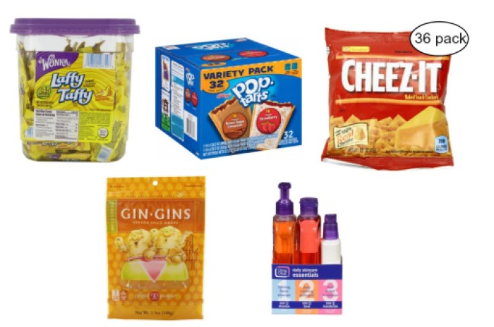 Laffy Taffy, Pop-Tarts, Cheez-It, Gin Gins and Clean & Clear
