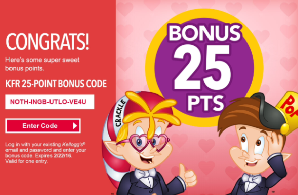 Kellogg’s Family Rewards 25 Points