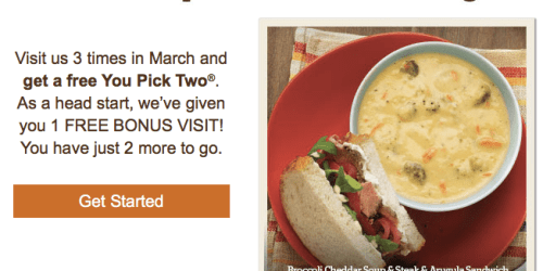 Panera Rewards March Challenge: Possible Free You Pick Two Meal After 2 Visits ($15 Value)