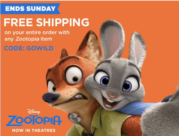 Disney Store Free shipping offer