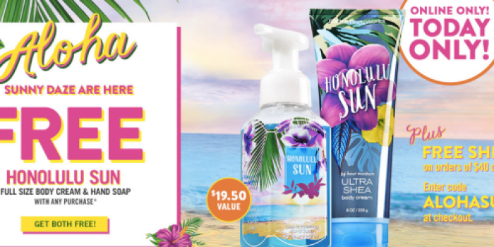 Bath & Body Works: FREE Body Cream & Hand Soap w/ ANY Purchase – $19 Value (Today Only)