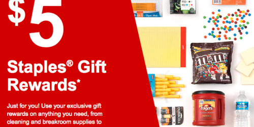 Staples Rewards Members: Possible FREE $5 Gift Reward (Check Inbox)