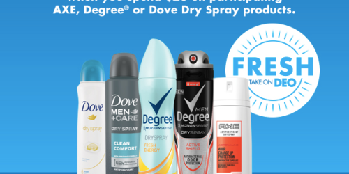 CVS: $5 ExtraBucks Rewards w/ $20 Axe, Degree or Dove Dry Spray Purchase