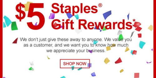 Staples Rewards Members: Possible FREE $5 Gift Reward (Check Inbox)