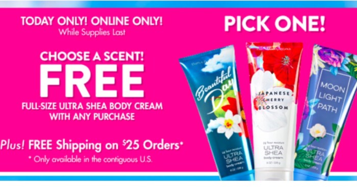 Bath &amp; Body Works: FREE Full-Size Body Cream