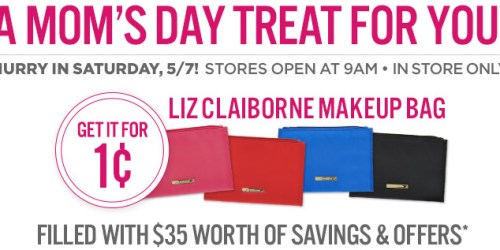 JCPenney: Liz Claiborne Makeup Bag ONLY 1¢ – In Store on Saturday (No Add’l Purchase Required)